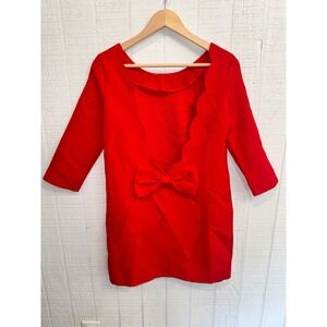 Boohoo Night Larissa Scallop Bow Open Back Shift Dress Women Red US 4